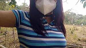 Stepmom slut hunts jungle dick for wild outdoor fucking!