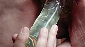 Granny Oma Fucks Her Hairy Beaver with Big Dildo!