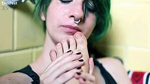 Sexy Alt Girls Worship My Feet with Deepthroat Toe Sucking