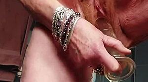 Granny Oma Fucks Her Hairy Beaver with Big Dildo!