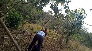 Stepmom slut hunts jungle dick for wild outdoor fucking!