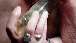 Granny Oma Fucks Her Hairy Beaver with Big Dildo!