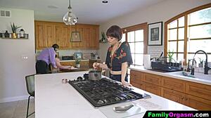 Old Man RAW FUCKS Daring Step Daughter While Wife Cooks!