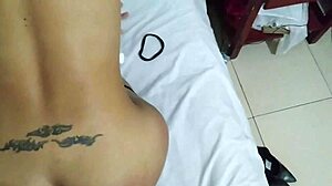 intrigued latina shemale's tattooed ass tempts hardcore pounding despite camera shyness