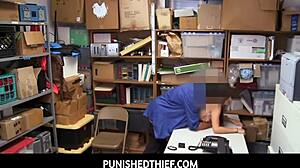 Petite Teen Thief Strips Naked for Mall Guard Punishment