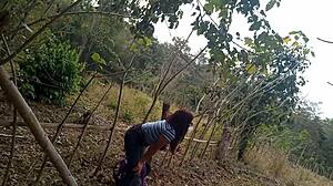 Stepmom slut hunts jungle dick for wild outdoor fucking!