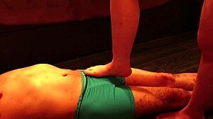 Office lady crushes my bulging cock like trash
