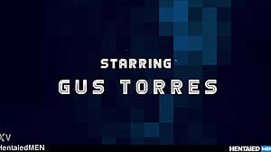 Latin hunk Gus Torres barebacks frozen Dimitri Venom's ass!