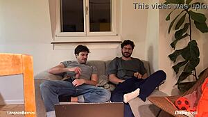 Straight Buddy Jerks Off Gay Roommate's Cock Unexpectedly