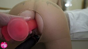 Brunette Teen's Tight Ass Fucked Hard with Toys and Creampie in Pantyhose!