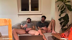 Straight Buddy Jerks Off Gay Roommate's Cock Unexpectedly
