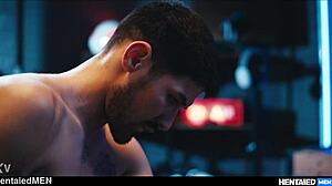 Latin hunk Gus Torres barebacks frozen Dimitri Venom's ass!