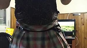 travesti crossdresser flashes huge skirt upskirt shemale ass in sexy public tease