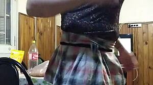 travesti crossdresser flashes huge skirt upskirt shemale ass in sexy public tease