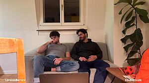 Straight Buddy Jerks Off Gay Roommate's Cock Unexpectedly