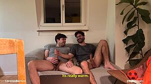 Straight Buddy Jerks Off Gay Roommate's Cock Unexpectedly