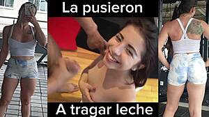 nicole medallo rides cowgirl then takes facial cumshot from huge cock colombian