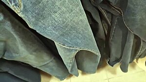 nicoletta tries on tight jeans in store showing off her fat ass and curves