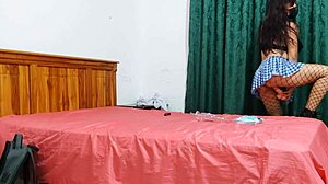 busty housewife in student uniform masturbates fantasizing youth