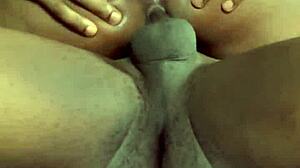 ebony babe rides cowgirl and takes doggy creampie full vid