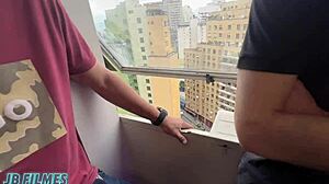 My horny grandma took double penetration from friends at home