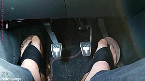 nylon feet toes teased with separators in car