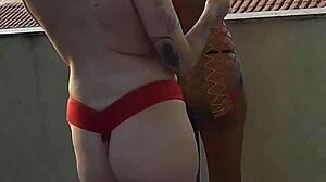brazilian curvy teens gushi and ski kiss flash tits during photos