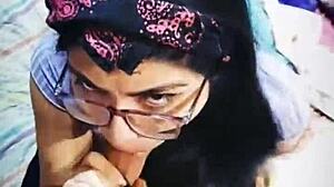 Can this brunette babe handle extreme deepthroat cum on long hair?
