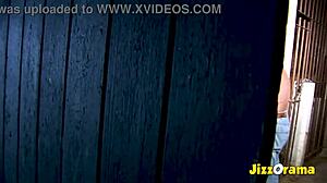 super old grandpa gets flat chested brunette's prison blowjob jizz
