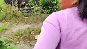 colombian wife flashes panties outdoors, hubby risks extreme public sex close-up