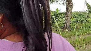 colombian wife flashes panties outdoors, hubby risks extreme public sex close-up