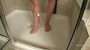 Steamy Brunette Big Tits Ass Drips in Hot Shower