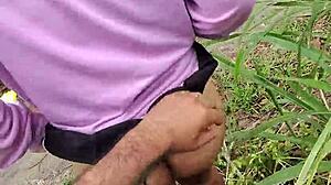 colombian wife flashes panties outdoors, hubby risks extreme public sex close-up
