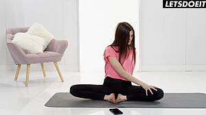 Ariana Shine's big tits bounce in passionate yoga fuck session