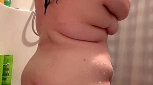 Chubby BBW Goth Housewife with Huge Natural Tits and Hairy Pussy Takes a Steamy Shower
