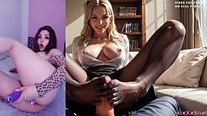 Sexy blonde secretary gets fucked by her boss at work 😏 Rubbing one out with AI while she moans for that creampie 👅