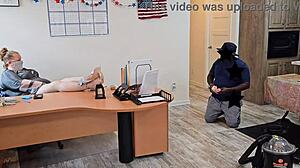 boss bbw pussy eaten after janitor removes panties