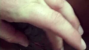 White man gropes black girl's tight wet pussy!