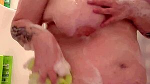 Chubby BBW Goth Housewife with Huge Natural Tits and Hairy Pussy Takes a Steamy Shower