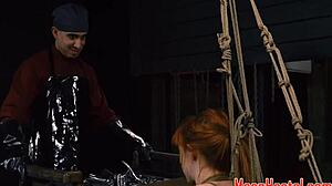 Bound Redhead Teen Gagged Choked Banged Rough By Group