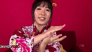 Chiharu's Wild JAV Blowjob Explodes into Intense Kimono Pounding!