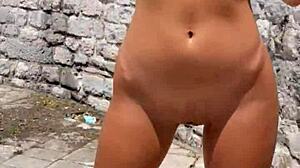 i flash tits and fuck risky public pov with 18yo brunette cowgirl