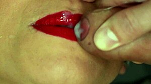 brunette pov cumshot smile swallow