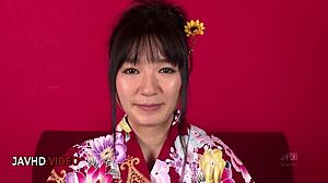 Chiharu's Wild JAV Blowjob Explodes into Intense Kimono Pounding!