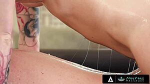 mmm charlotte sins, your tattooed feet and wet pussy own this nuru massage