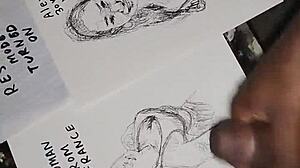 Ecstatic cum drenches women's tits in quick sketch climax