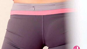 innocent japanese babe in tight clothes stretches big ass tits for peeping guy