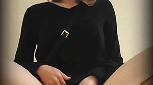 taiwanese ladyboy strokes cock cums hard in public spot