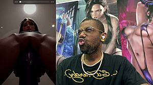 Tan Tits Ebony Slut Double Penetrated Publicly Cum Covered Bald Pussy POV