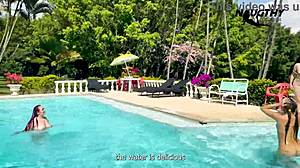 i love watching these curvy latinas lick and fuck by the pool outdoors